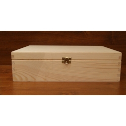Pudełko drewniane prostokątne na trzy wina 36x30,5x10cm, z zatrzaskiem